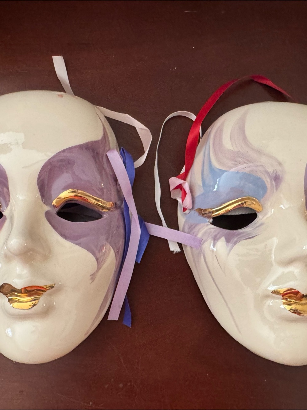 Ceramic Decorative Party Masks in Purple, Blue & Gold